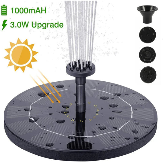 Solar Fountain Pump Floating Solar Panel Bird Baths Water Fountain with 6 Nozzles For Garden Outdoor Water Pool Pond Decor