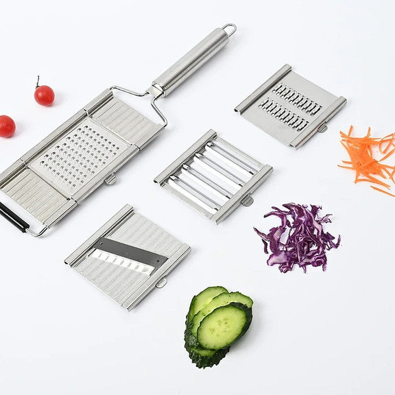 4 in1 Vegetable Slicer Stainless Steel Shredder Cutter Multi-Purpose Vegetable Slicer Cuts Set Manual Fruit Carrot Potato Grater